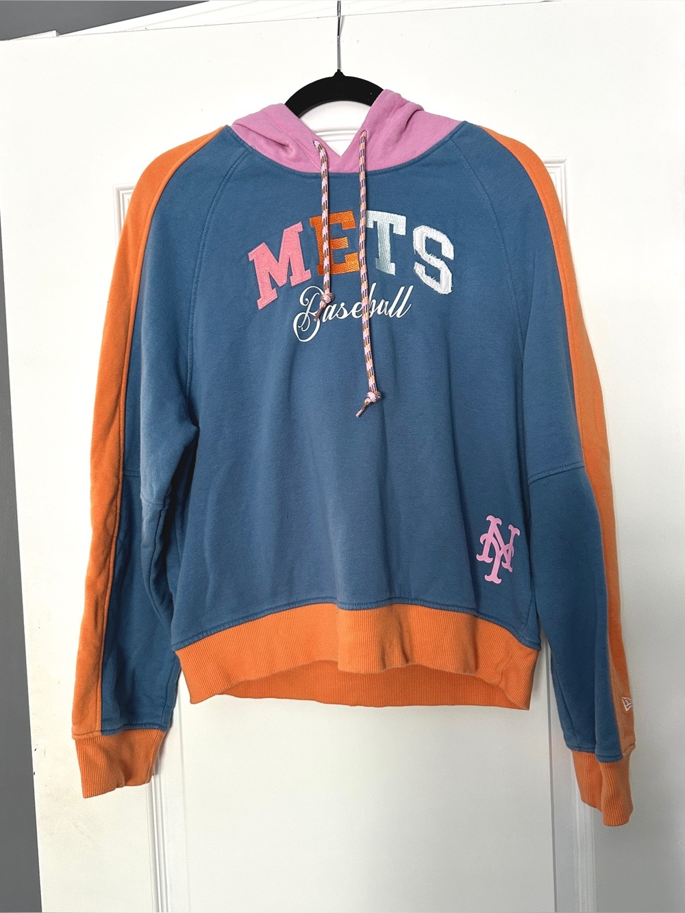 Women's New York Mets New Era Light Blue Fashion Color Pop Pullover Hoodie - siz